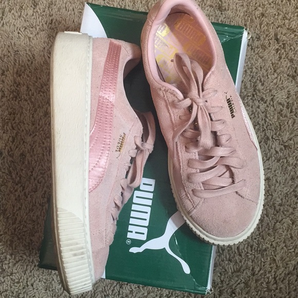 beige puma sneakers suede platform mono satin beige puma sneakers suede platform mono satin